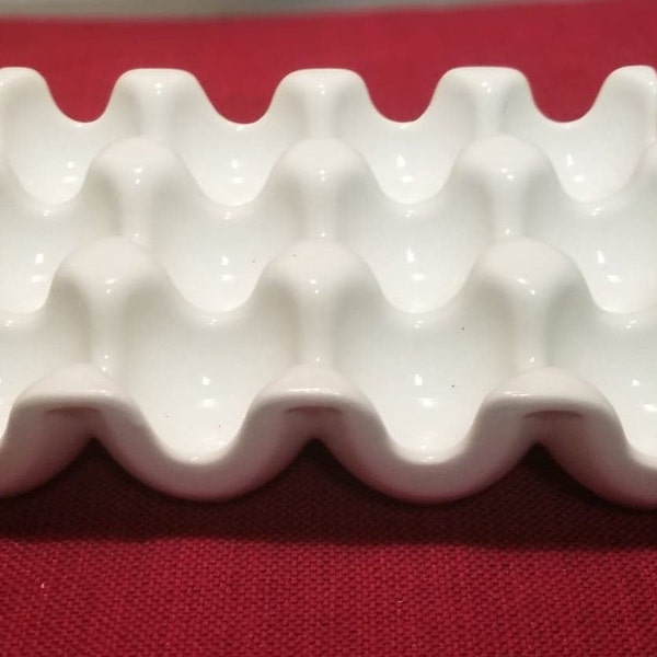 Ceramic Egg Crate in White - Egg Holder