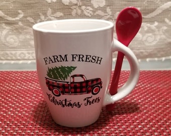 Farm Fresh Christmas Mug with Red Spoon