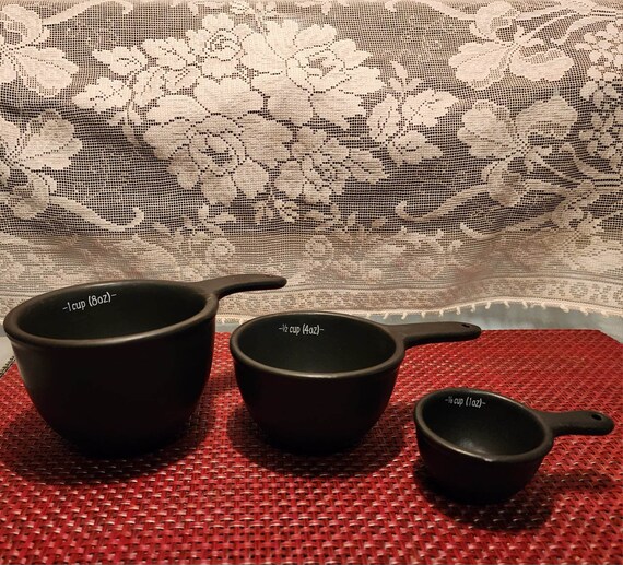 Matte Black Measuring Cups and Farmhouse Salt and Pepper Set in