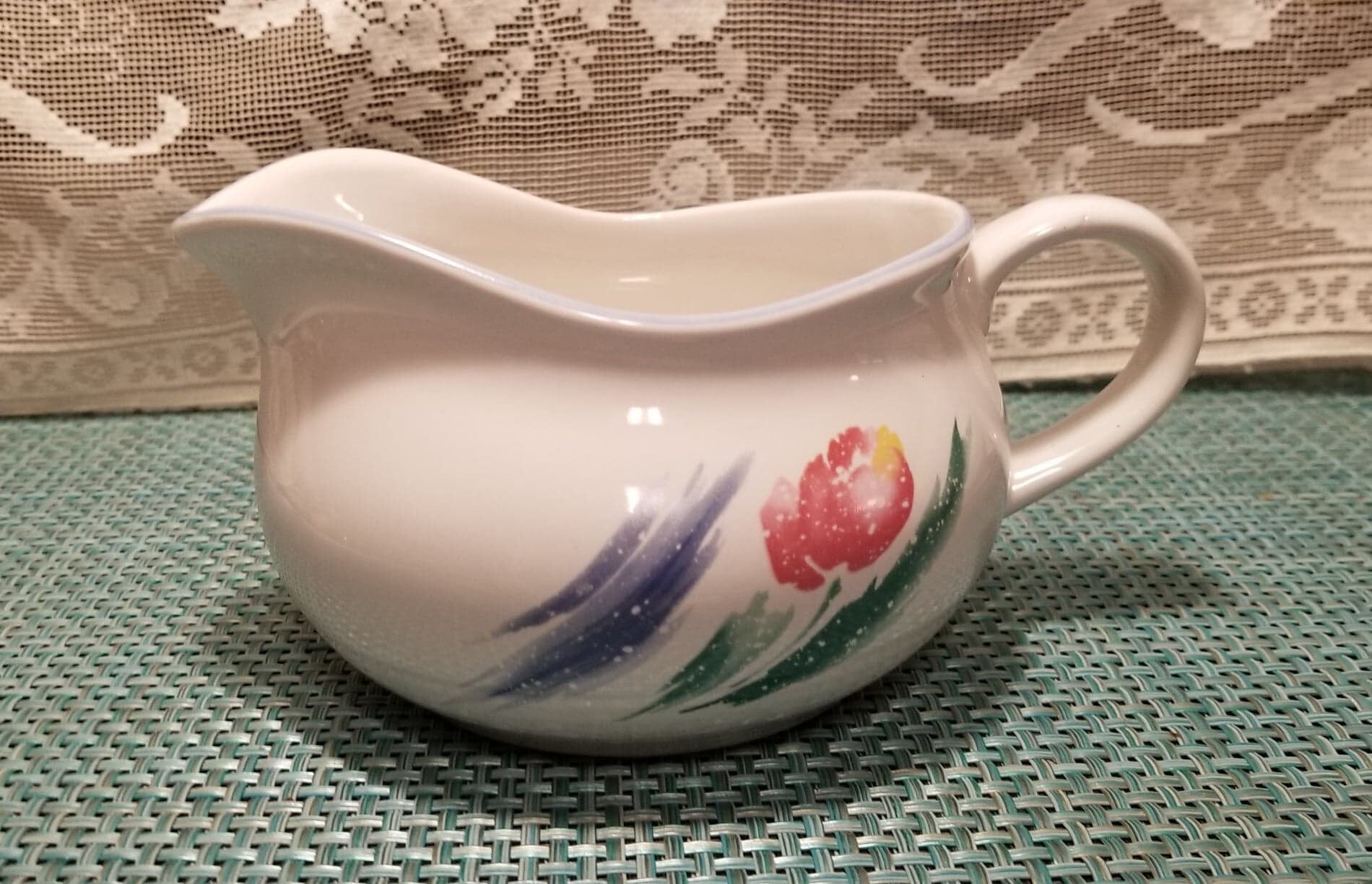 International Large Gravy Boat With Floral Design Etsy