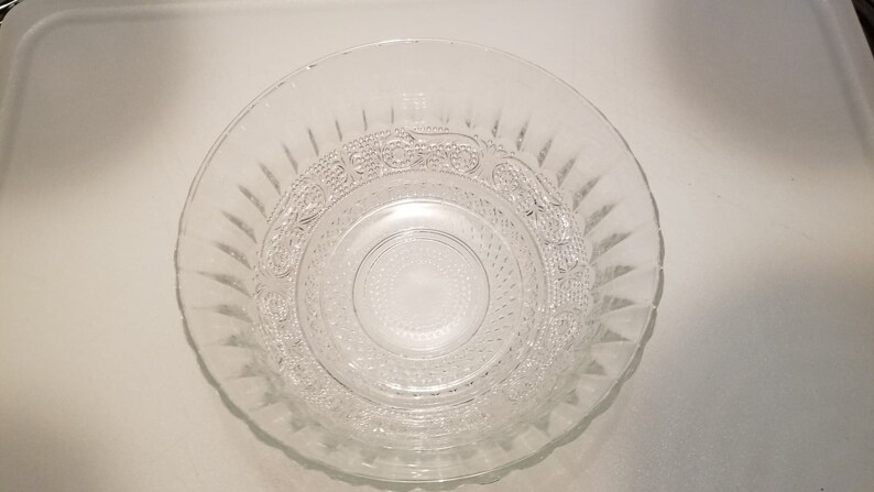 Vtg Clear Glass Bowl KIG Indonesia Fleur De Lis Pattern - Etsy