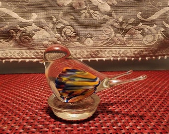 Art Glass Colorful Bird Sculpture