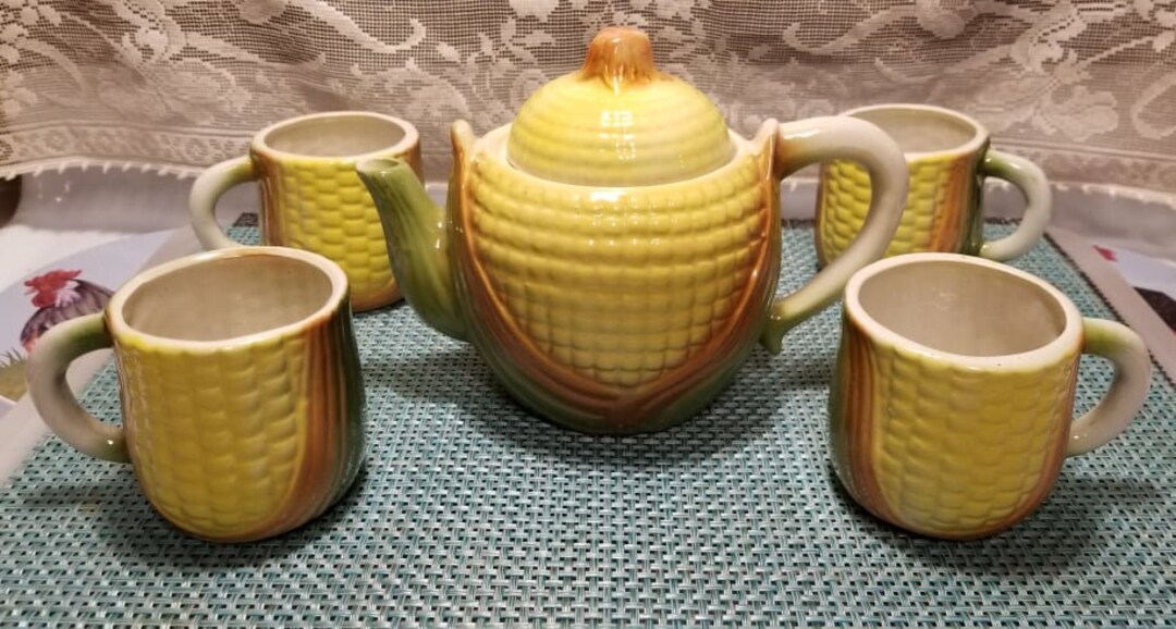 Vintage Corn on Cob Designed Teapot and Mugs 4 - Etsy