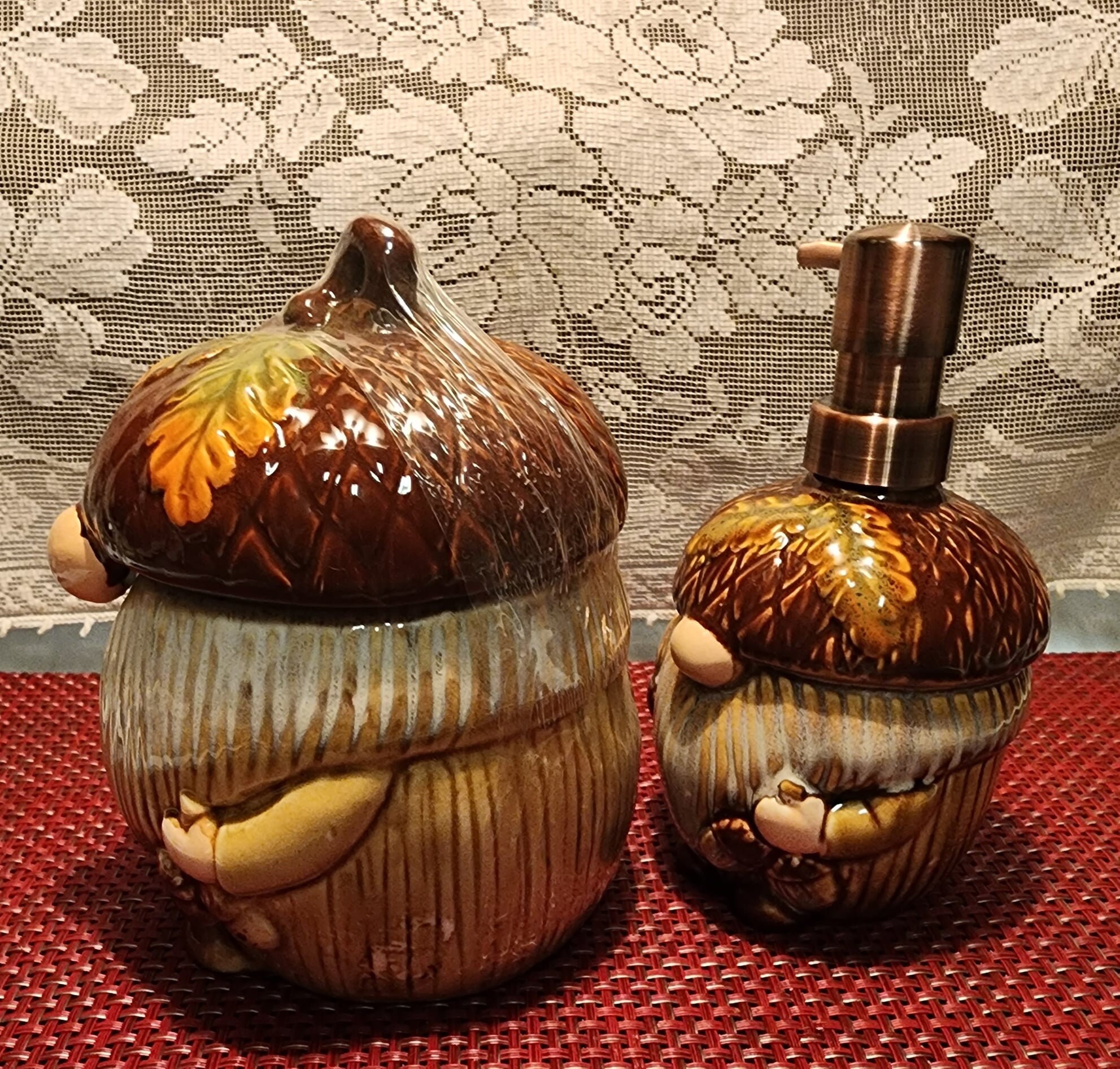 Acorn Gnome Canister and Soap Dispenser Etsy