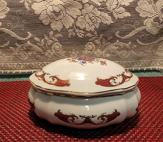Vintage Porcelain Oriental Jewelry Box - image 1