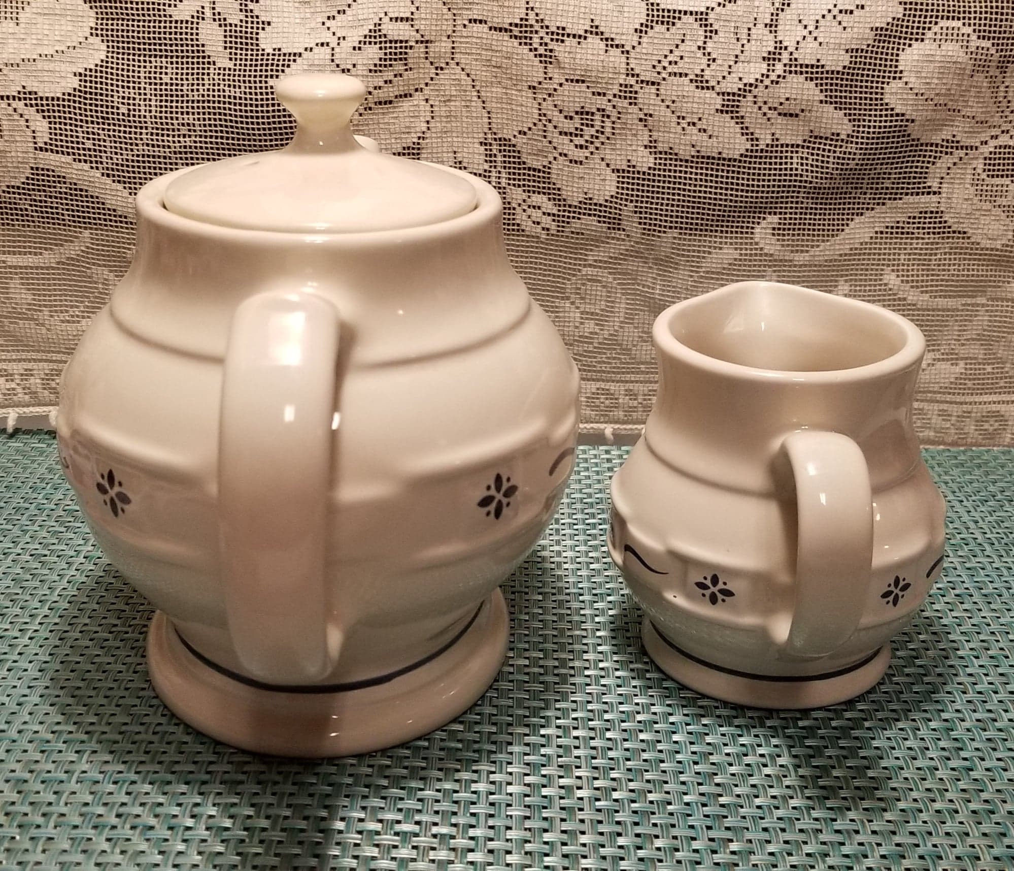 Longaberger Teapot Blue Woven Traditions Tea Pottery 