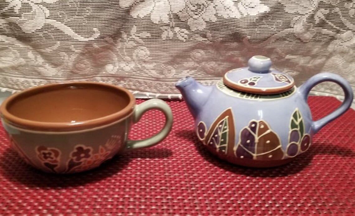 Vintage Tea for One Teapot and Cup Autumn Flowers by Block Etsy