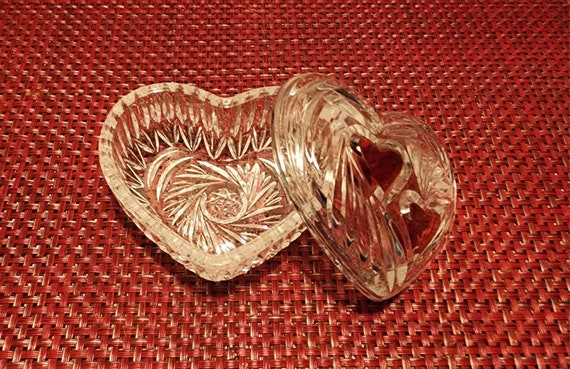 Valentine Gift - Small Clear Glass Trinket Box wi… - image 7