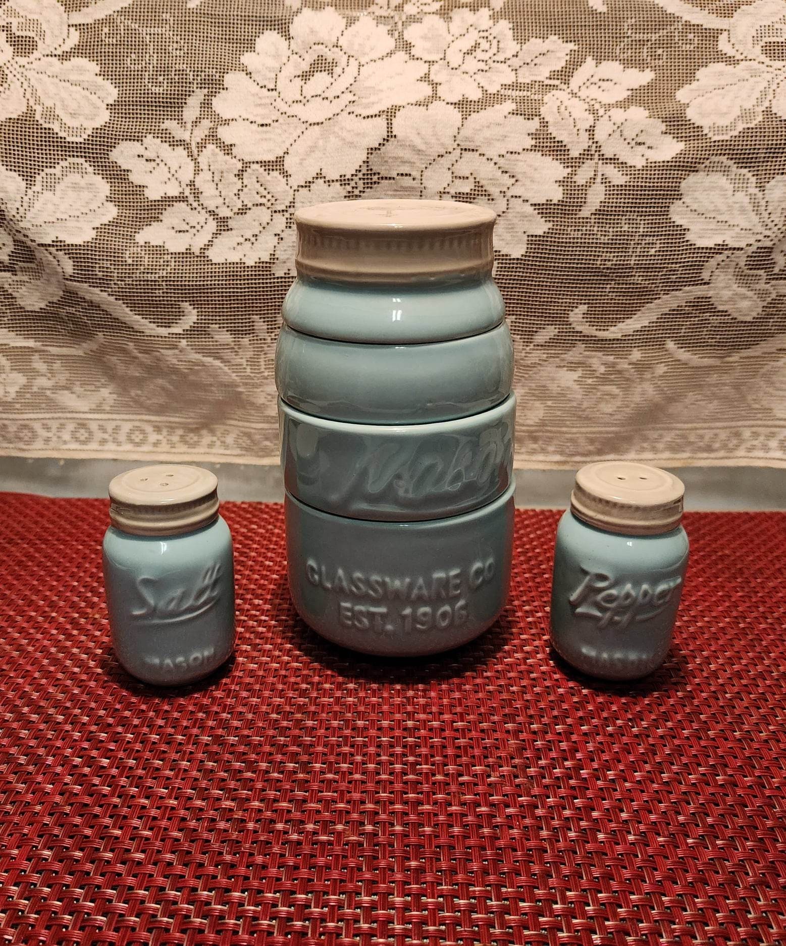 Mason Jar Measuring Cups - Ceramic Measuring Cups - Stackable Measuring  Cups - Blue Mason Jar Measuring Cup Set - Rustic Kitchen Accessories &  Decor 