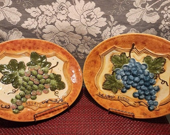 Embossed Wine Grapes Alsace Burgundy Rhone Oval Plates