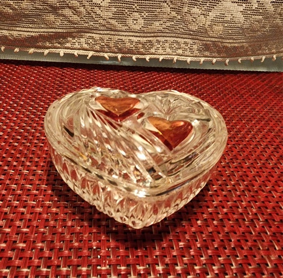 Valentine Gift - Small Clear Glass Trinket Box wi… - image 9