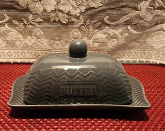 Ceramic Gray Butter Dish by Signature Housewares