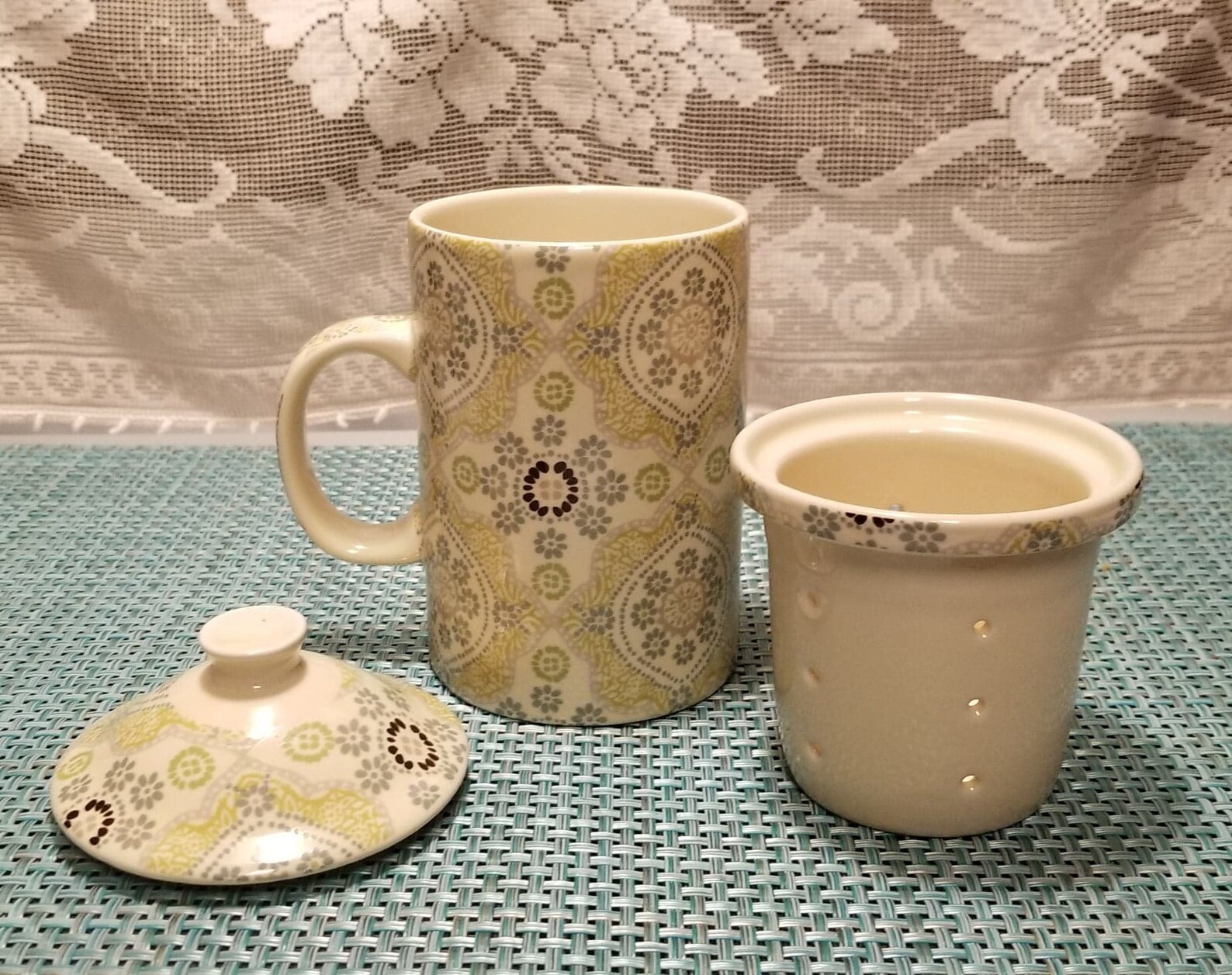World Market 3 Piece Tea Mug Set Tea Infuser / Strainer / Etsy