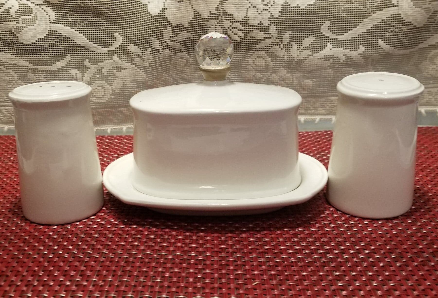 THL Embossed Butter Dish With Crystal Knob and Matching Salt Etsy