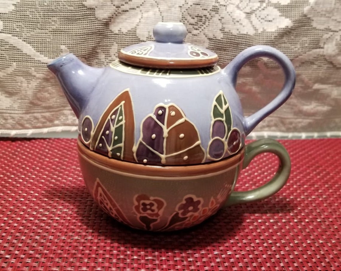 Vintage Tea for One Teapot and Cup Autumn Flowers by Block Etsy