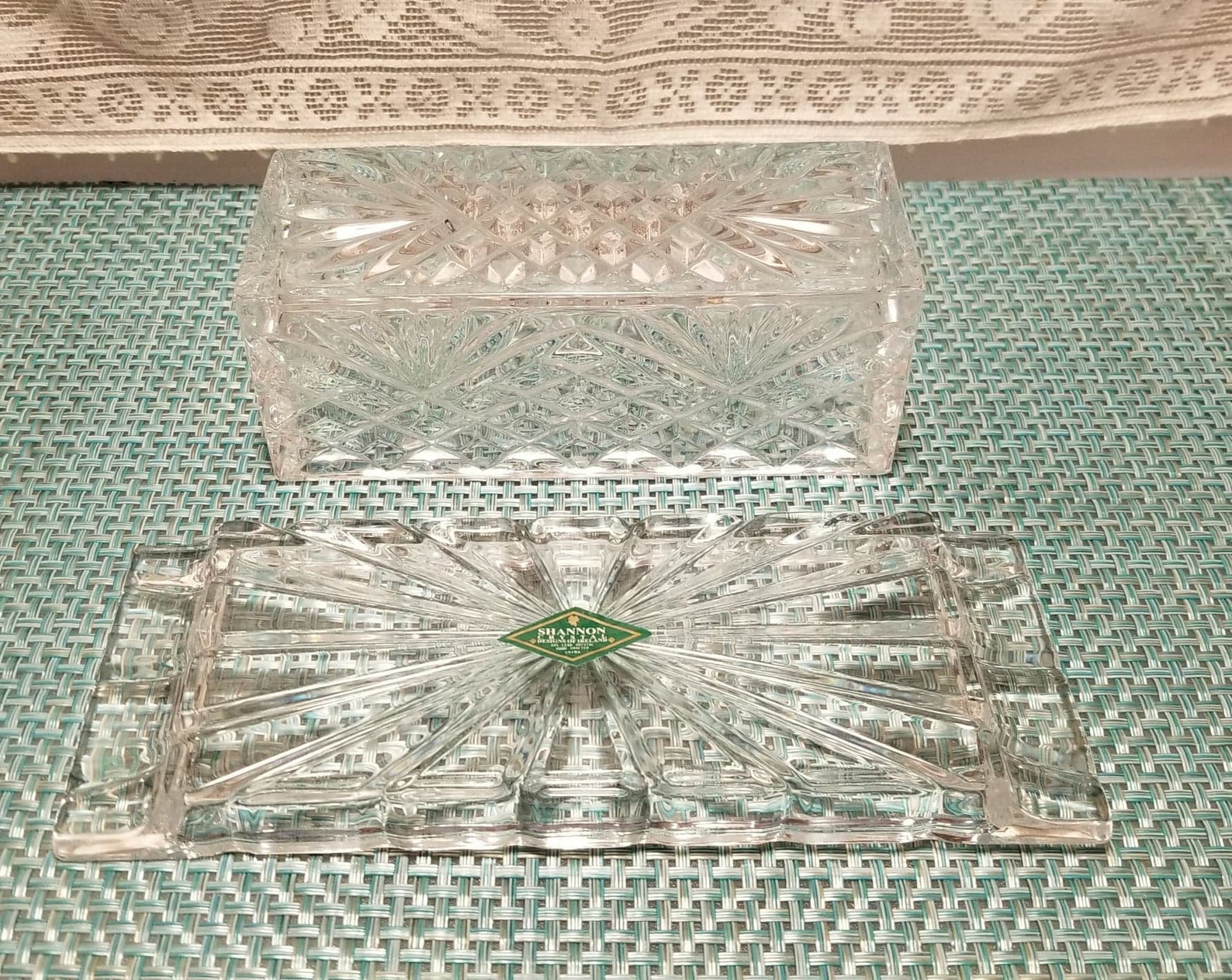 Beautiful Shannon Lead Crystal Butter Dish by Godinger / Etsy