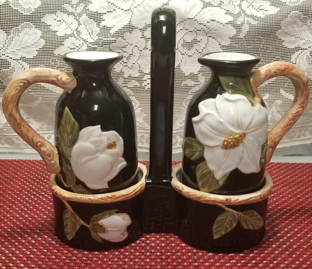 Ceramic Cruets With Caddy Magnolia Charm by Artimino Etsy