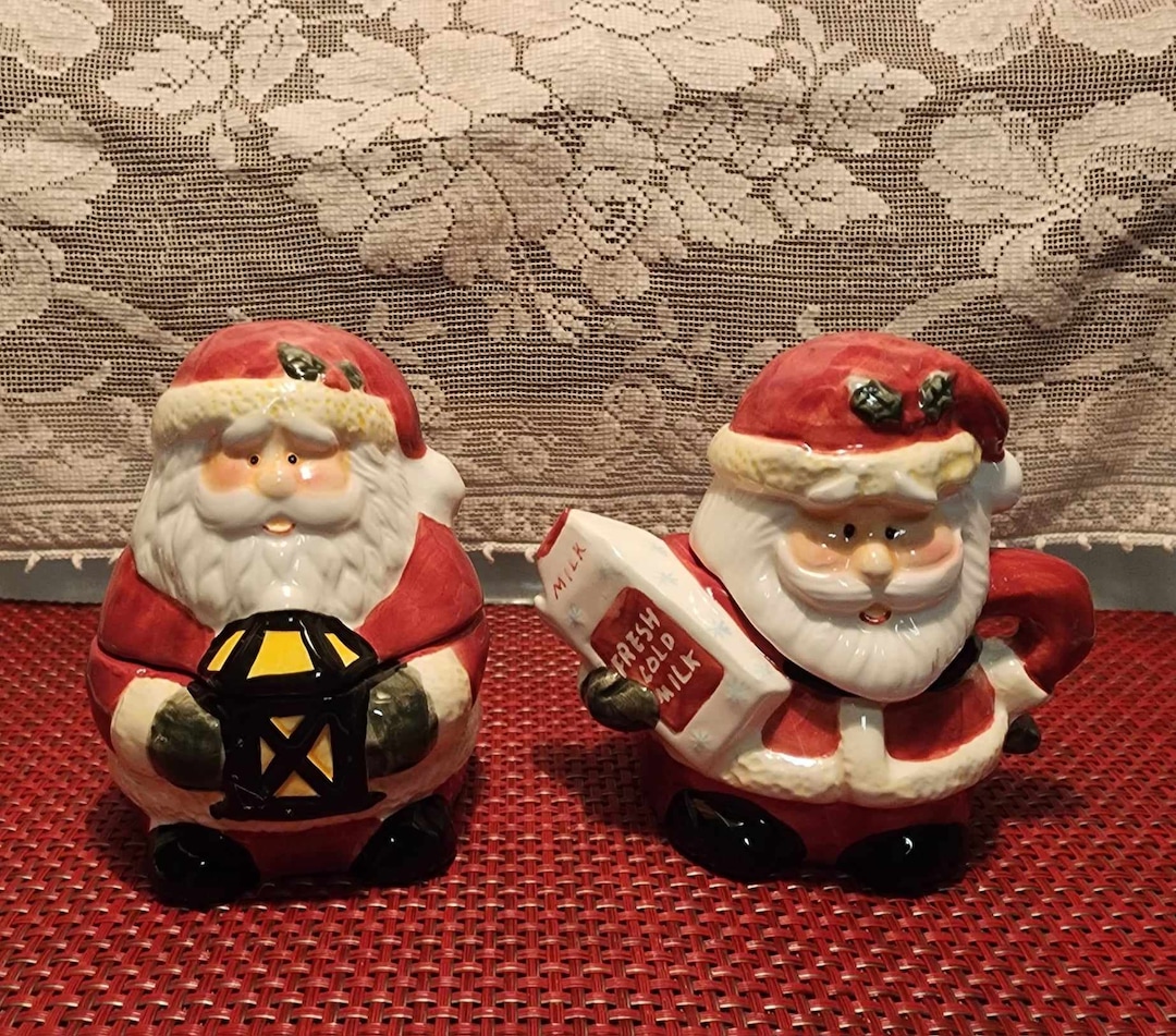 Santa Shaped Creamer and Sugar Bowl Set Etsy