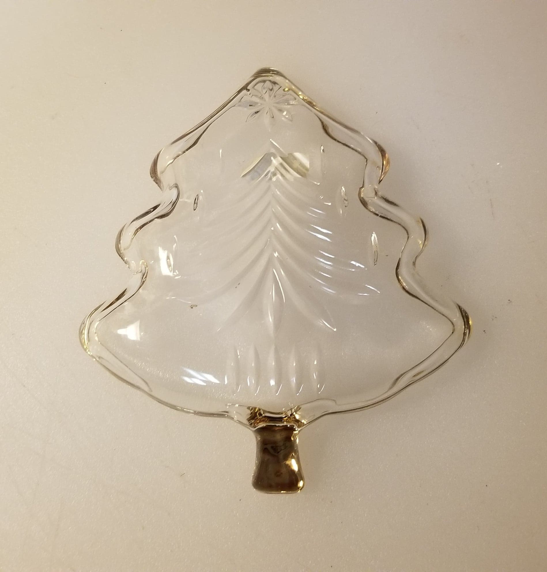 Mikasa Crystal Christmas Tree Candy Dish/trivet With Gold Trim Etsy UK