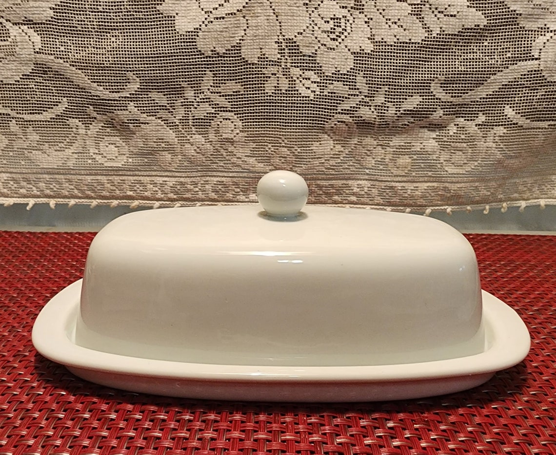 Porcelain Classic White Butter Dish Simple Dining Butter Etsy