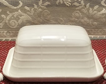 Easter White Butter Dish with Bunny Shaped Salt and Pepper Shaker Set - Butter Dish or Set Option