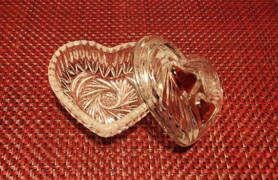 Valentine Gift - Small Clear Glass Trinket Box wi… - image 2