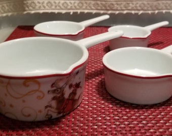 Holiday Measuring Cups - Reindeer, Presents, and Gold Scrolls on one cup (4 Cups)