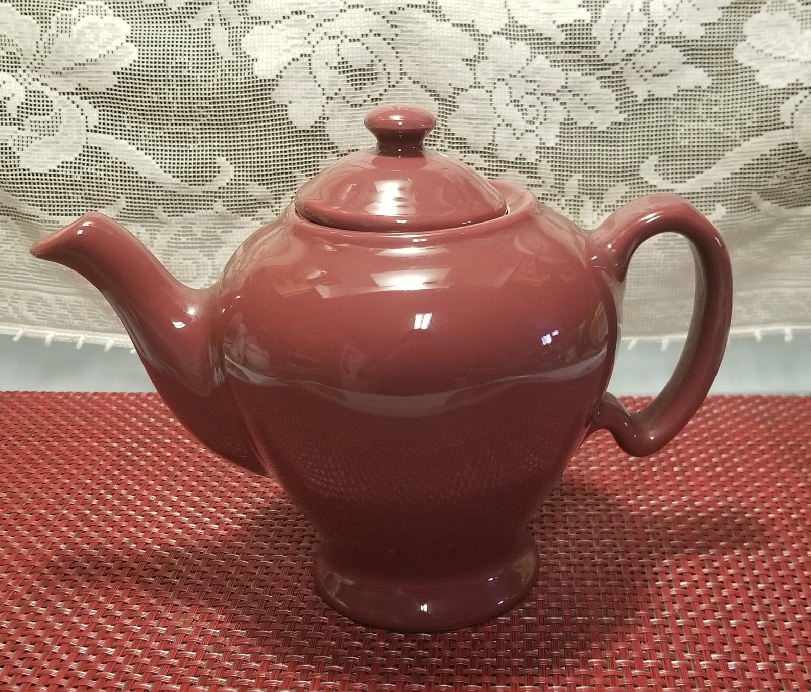 Vintage Mccormick Teapot / Made in USA Maroon Color Etsy