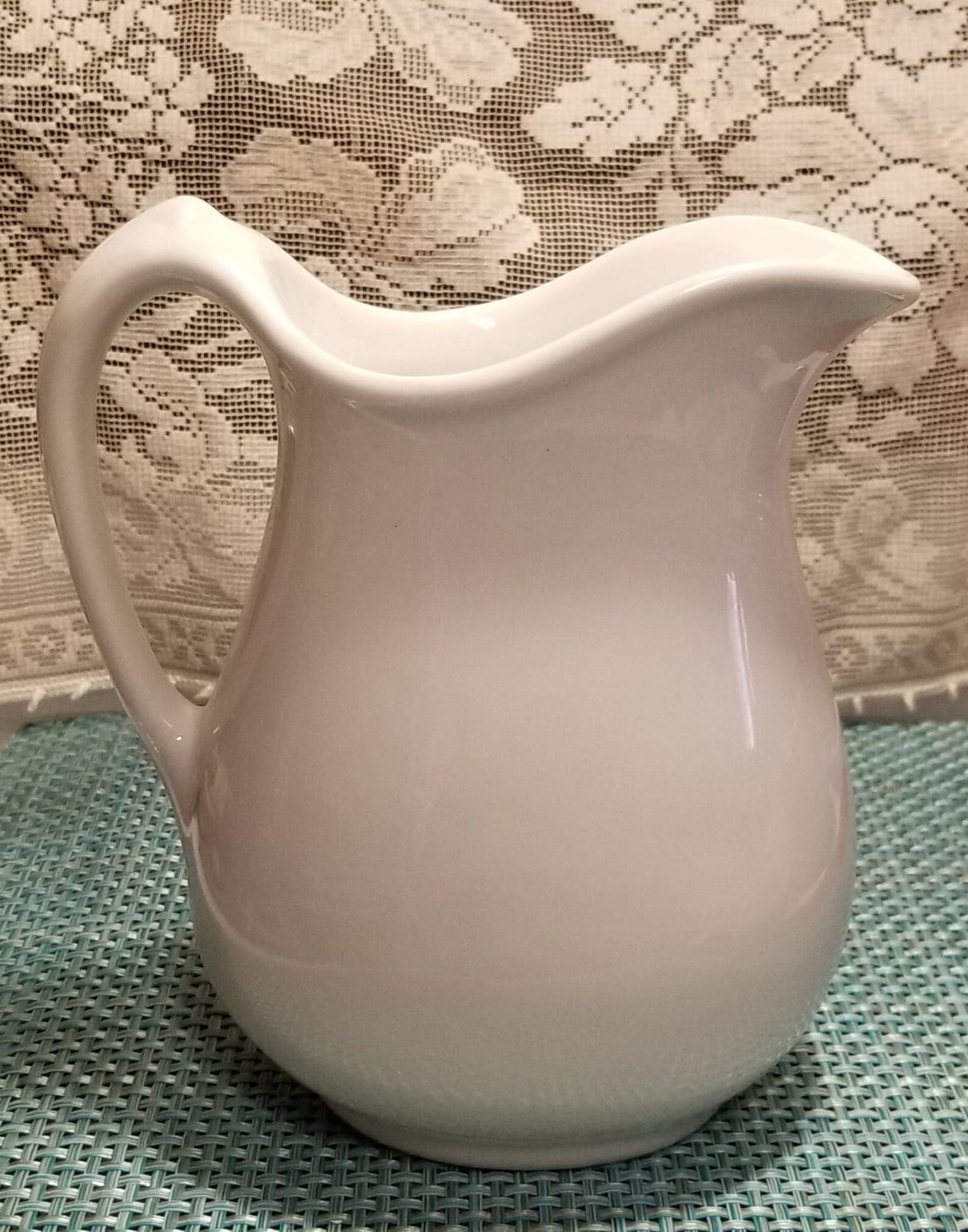Vintage White Ceramic Pitcher Etsy