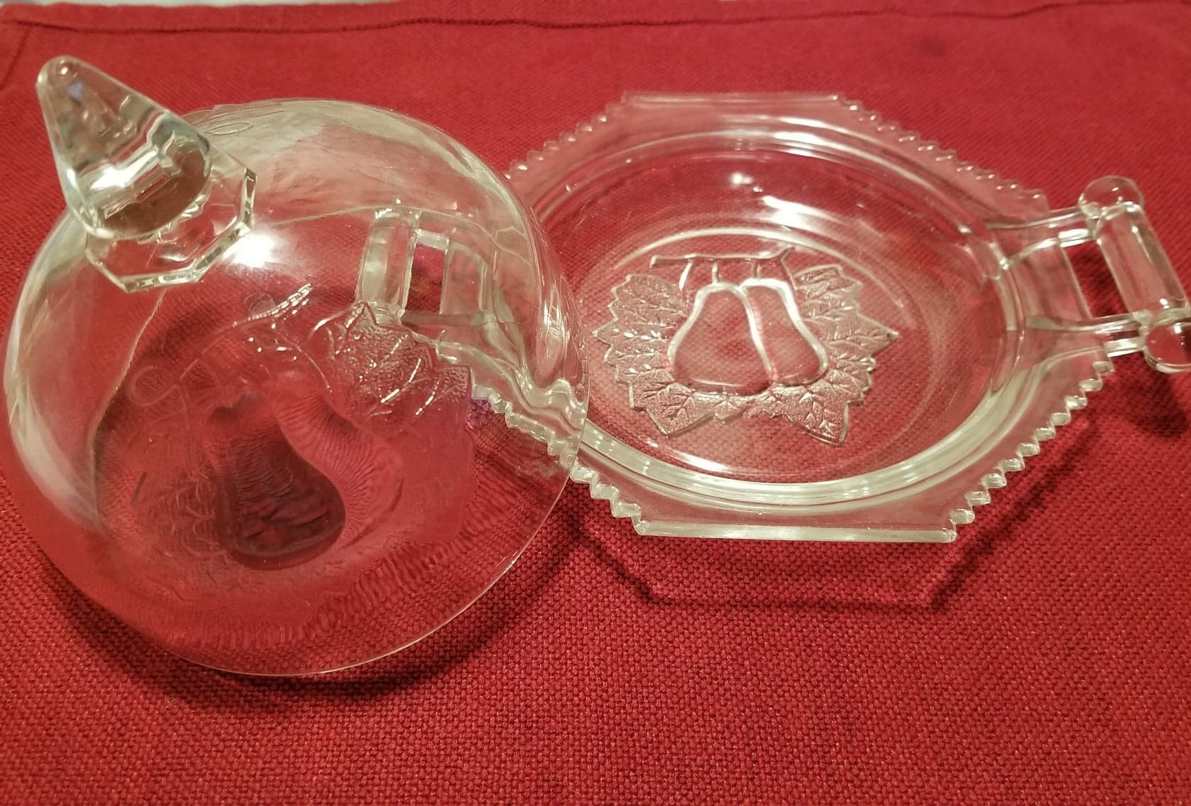 Jeannette Glass Baltimore Pear Clear Round Covered Butter Dish — Recreate  Vintage Home