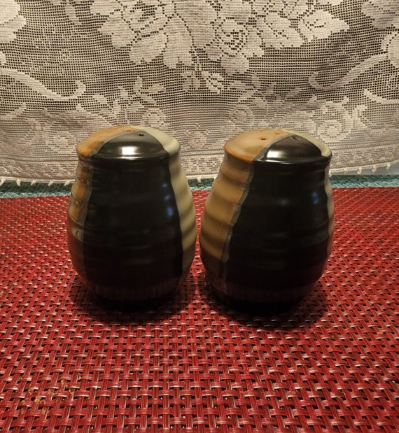 Salt Pepper Shaker Set Gold Dust Black by SANGO Etsy