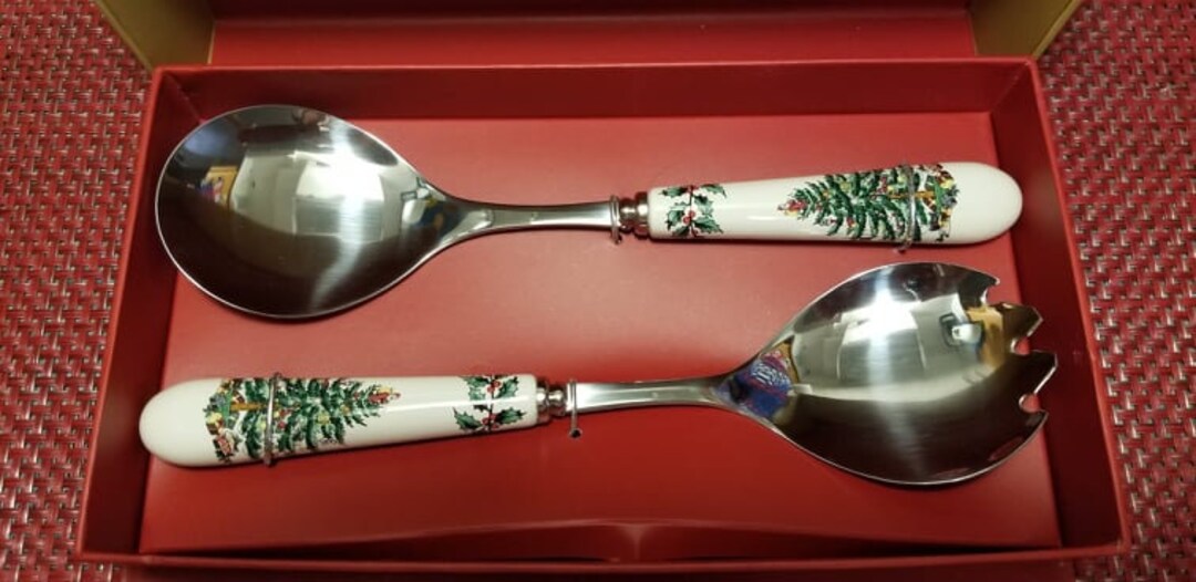 Christmas Tree SPODE Salad Servers Etsy