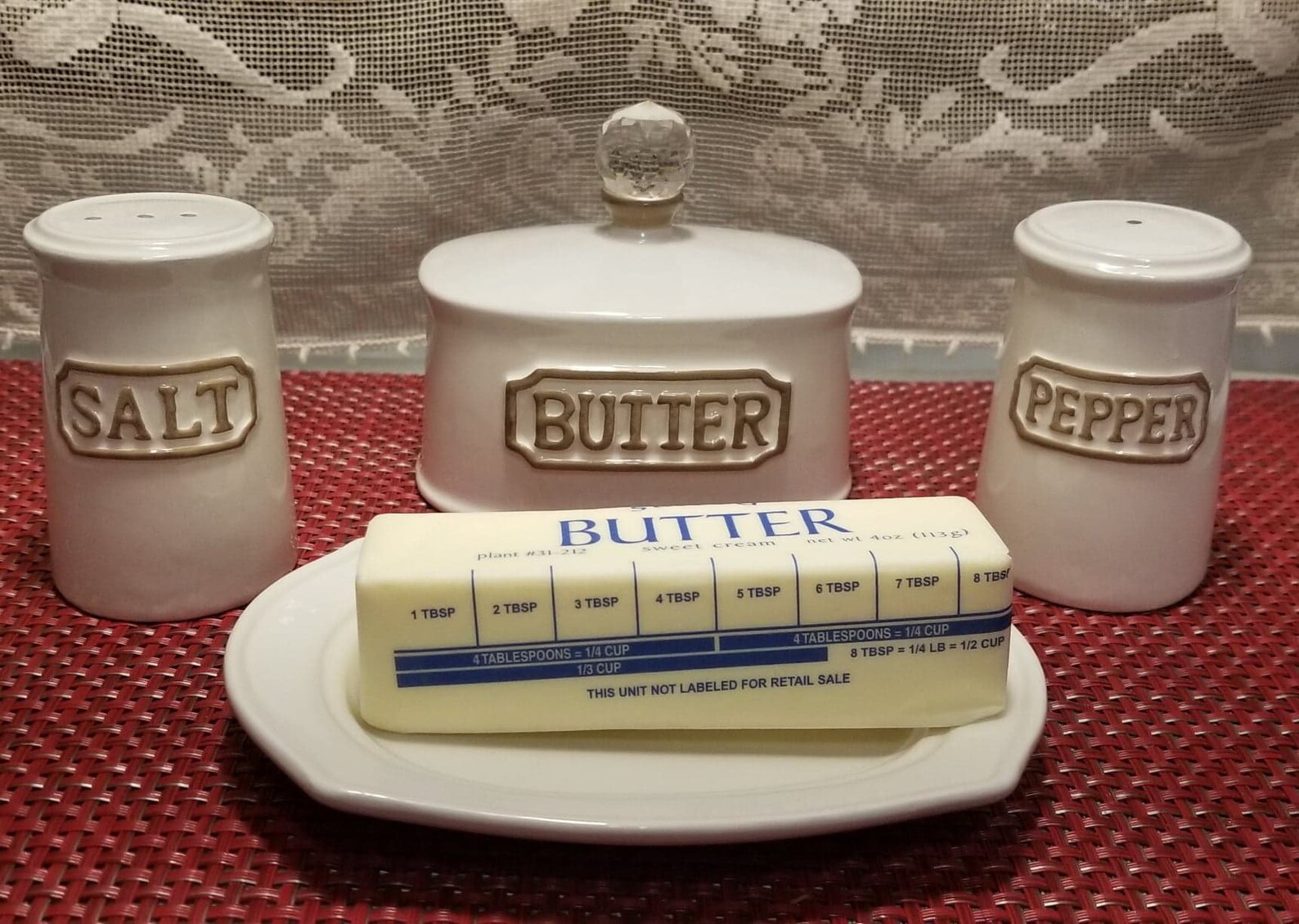 THL Embossed Butter Dish With Crystal Knob and Matching Salt Etsy