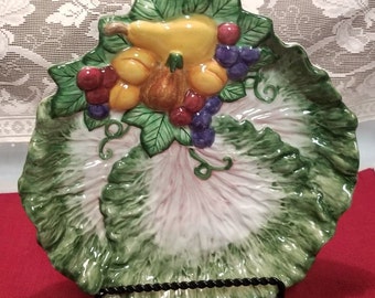 Vintage Fitz and Floyd Italian Fruit Canape Plate Cabbage 1996