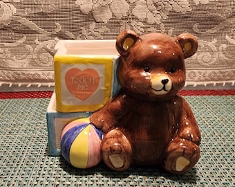 NAPCO Teddy Bear Planter - Plays Rock-a-Bye Baby -Crafted in Japan