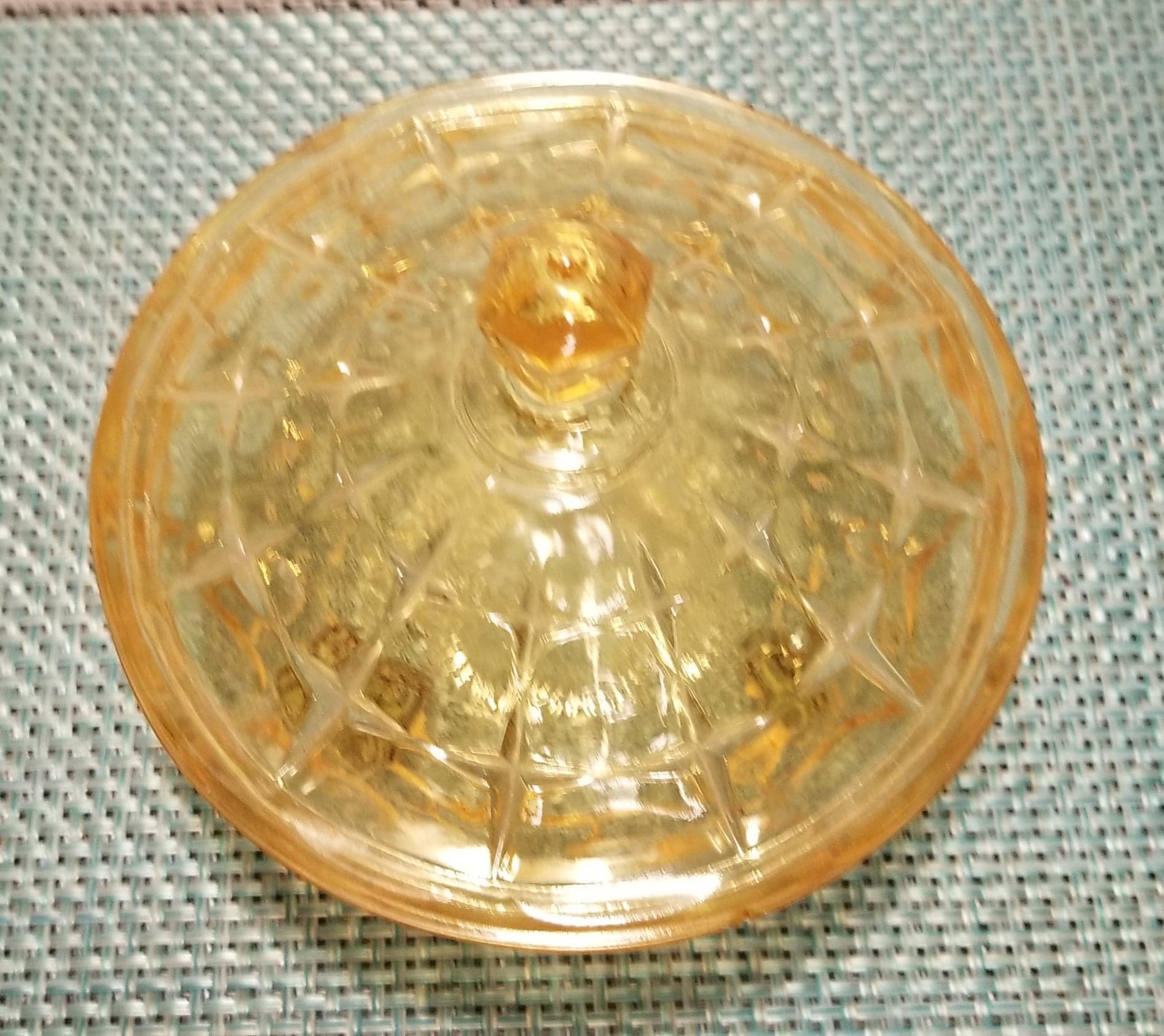 Vintage Yellow Glass Candy Dish with Lid Constellation Yellow Etsy