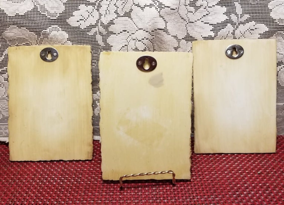 Vintage 3d Floral Resin Wall Plaques Three Etsy