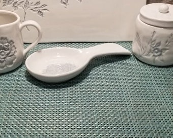 Grace Mitchell Jade Garden Embossed Creamer, Covered Sugar, Salt & Pepper