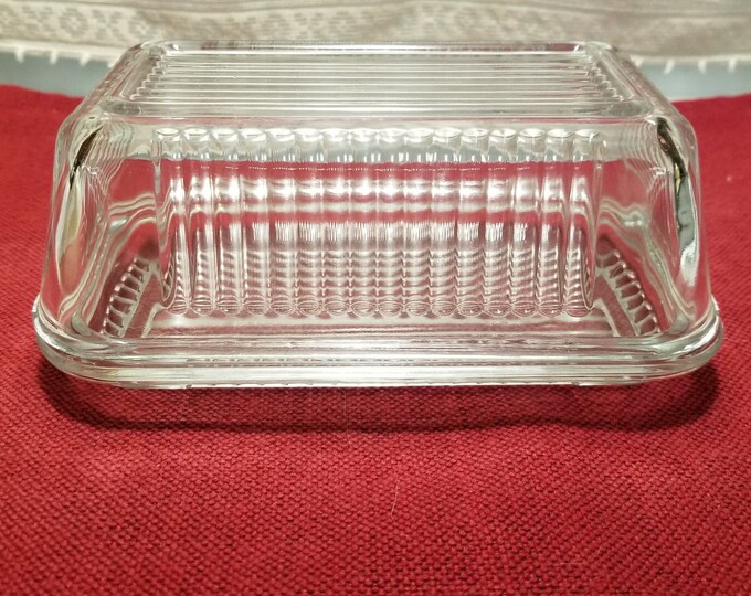 Clear Glass Butter Dish Etsy