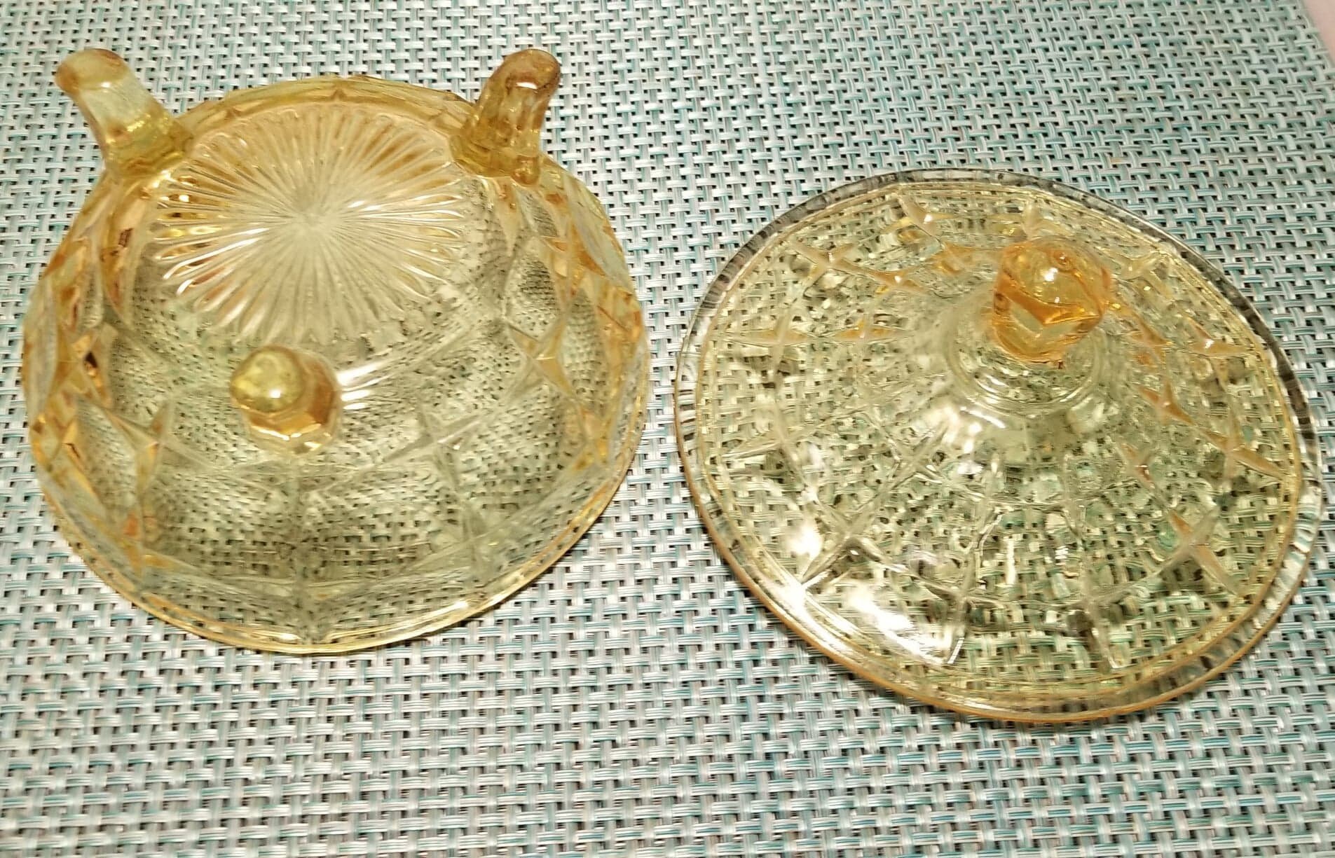 Vintage Yellow Glass Candy Dish with Lid Constellation Yellow Etsy