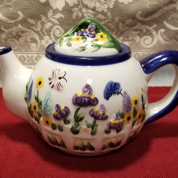 Floral Design Teapot Etsy