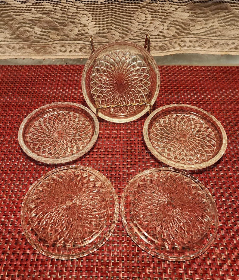 Vintage Clear Glass Coasters 5 Etsy