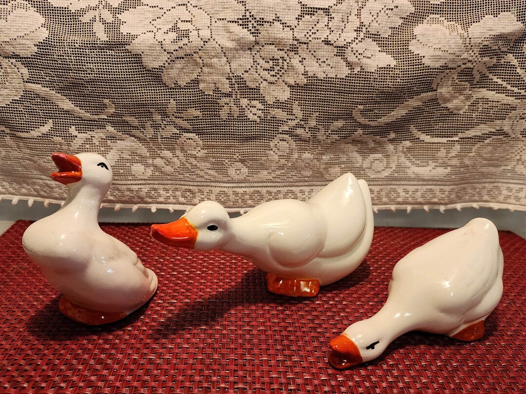 Ceramic Duck Figurines 3 Etsy