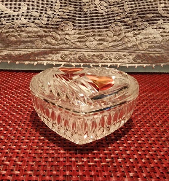Valentine Gift - Small Clear Glass Trinket Box wi… - image 3