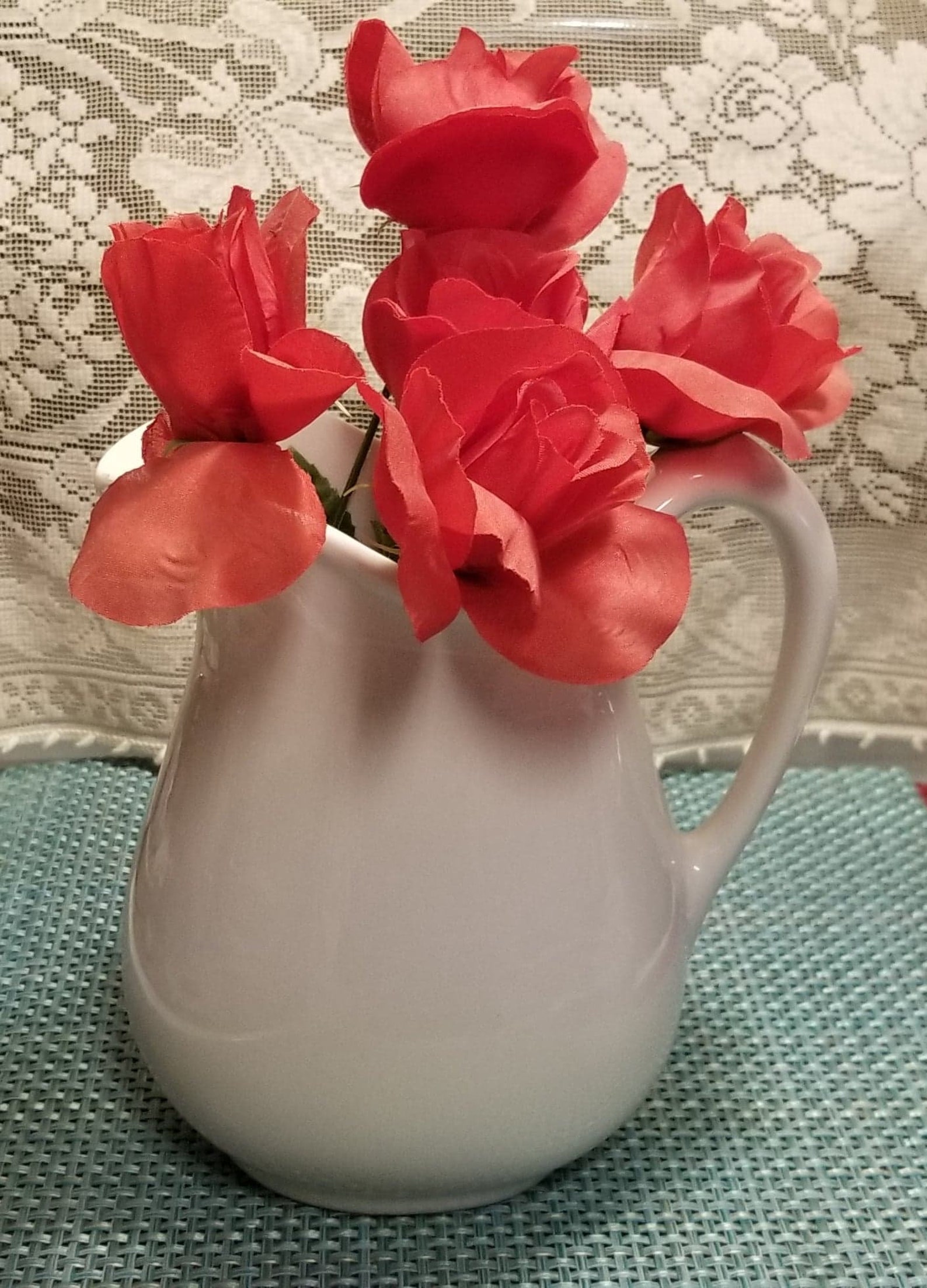 Vintage White Ceramic Pitcher Etsy