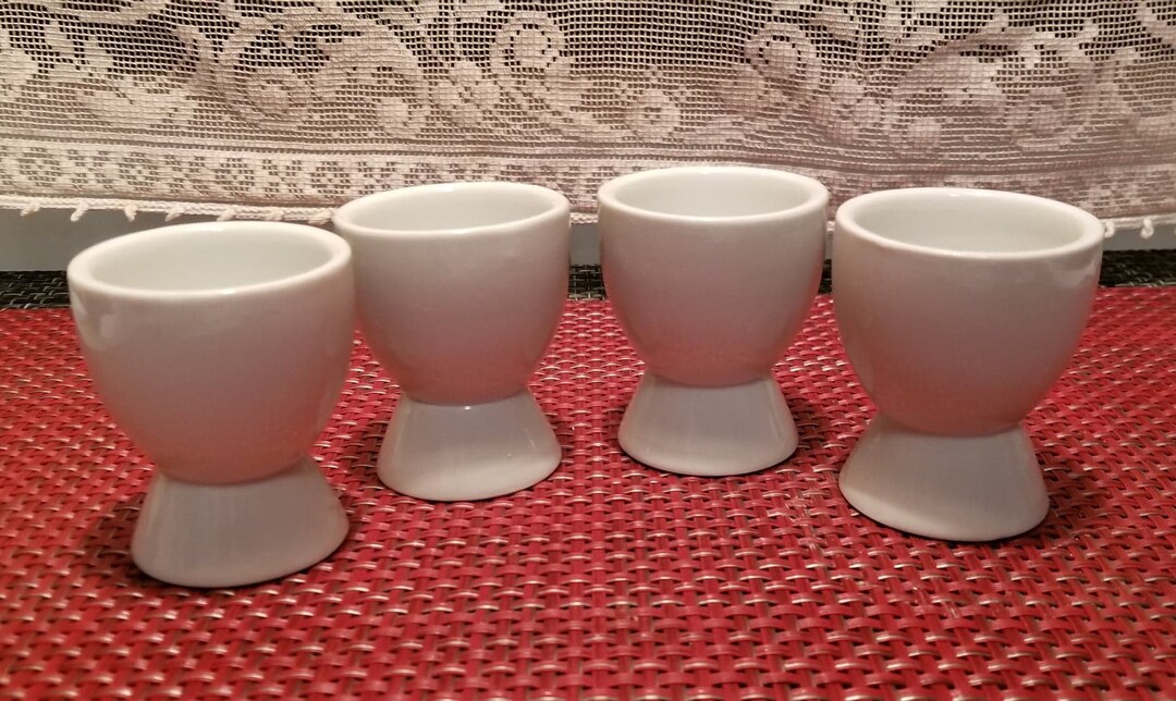 Pure Porcelain White Egg Cups Set of Four Egg Cups Etsy