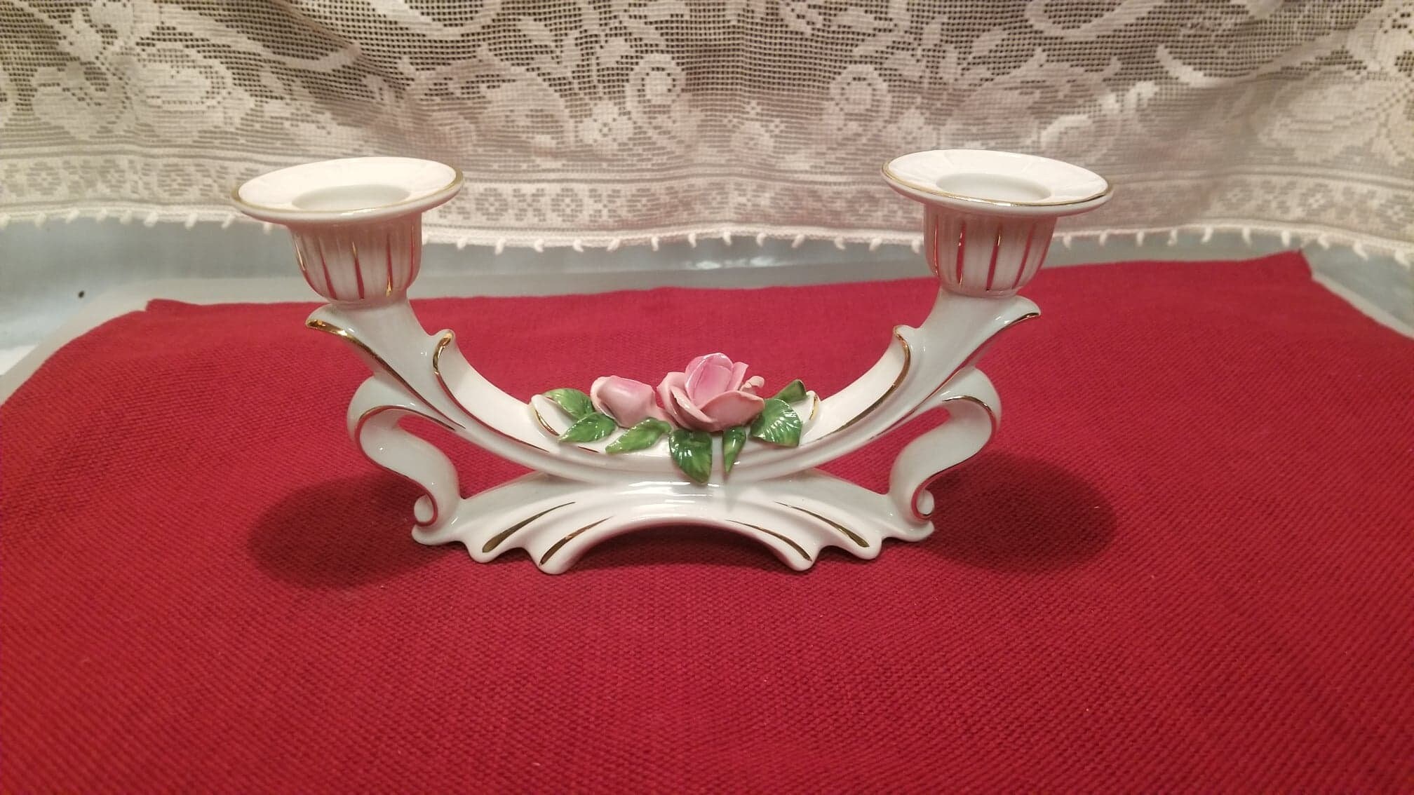 Vintage Original Dresden Candlestick Holder Capodimonte Style Etsy