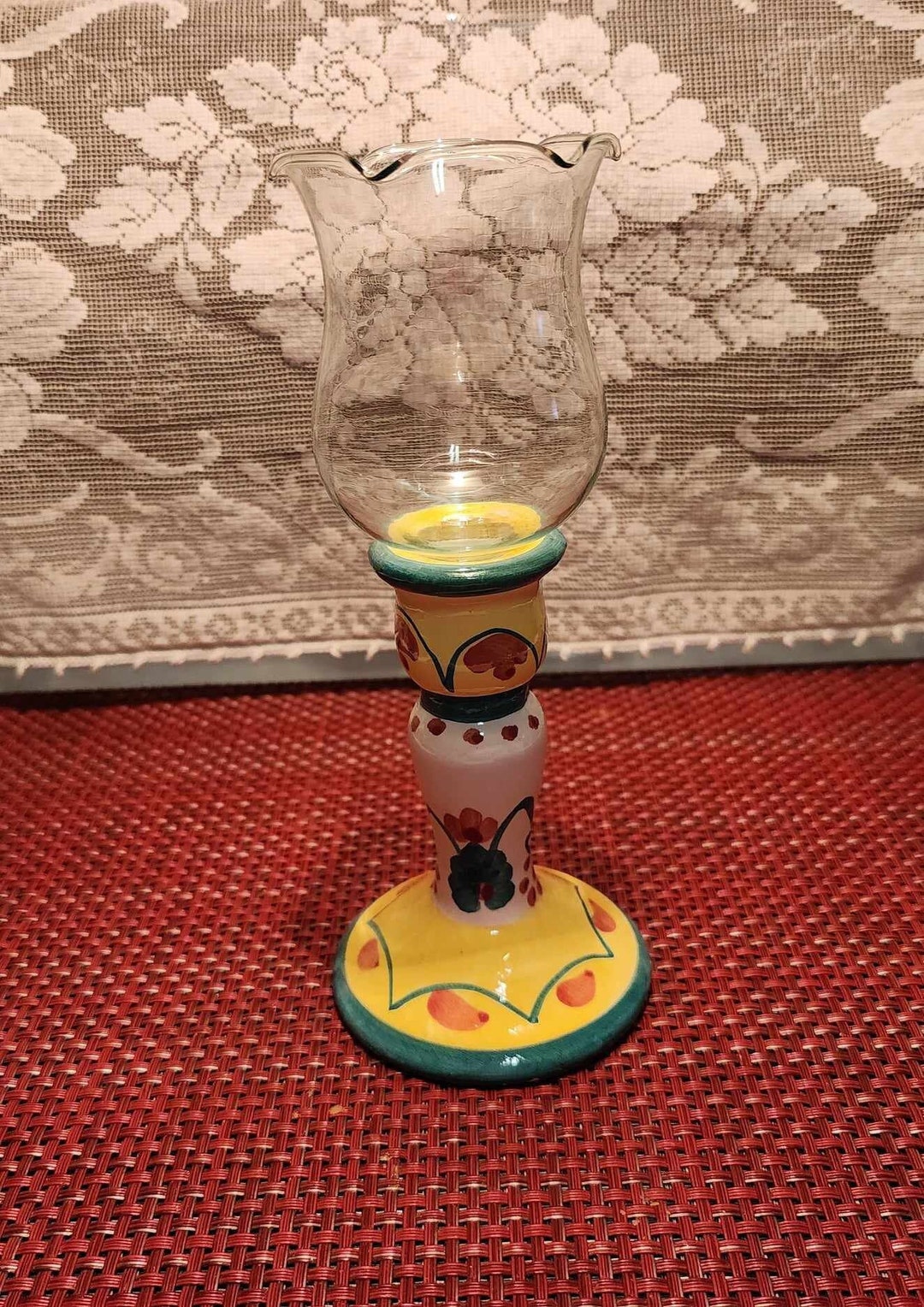 Ceramic Candlestick Holder With Globe Etsy