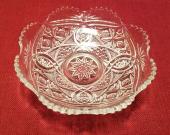 EAPG Glass Bowl Indiana Paneled Daisy Fine Cut Clear Star Arch - Etsy