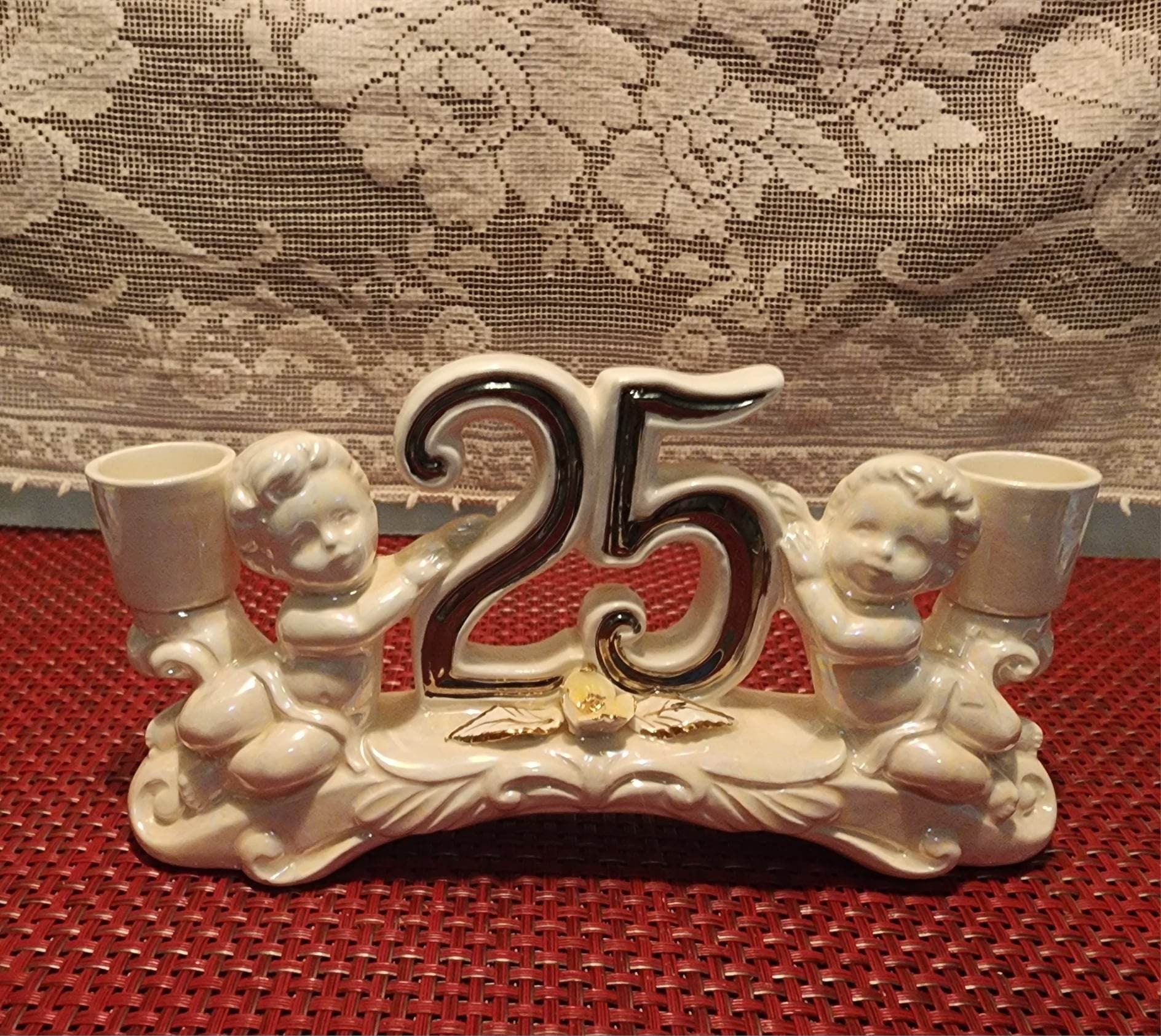 置物 angel Vintage Large Heavy Nickel Silver Christmas Angel